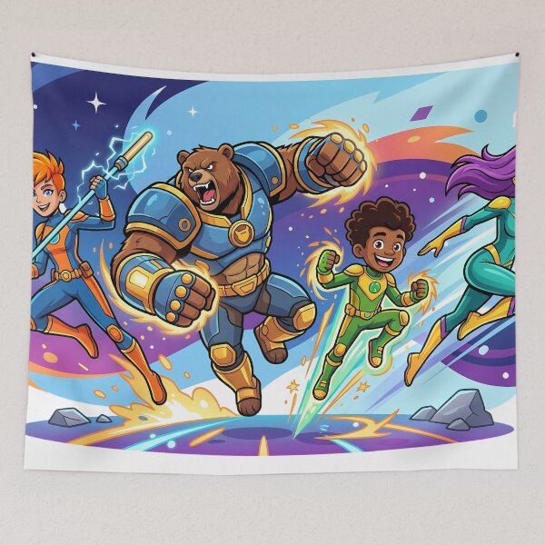 Item preview, Epic Galactic Superhero Squad Action Art designed and sold by LYZ7VANI.