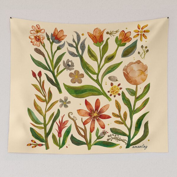 Item preview, Watercolor Folk Art Flowers designed and sold by shaang.
