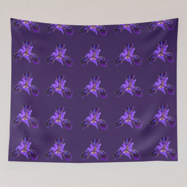 Item preview, Irises on purple background  designed and sold by happytraveller1.