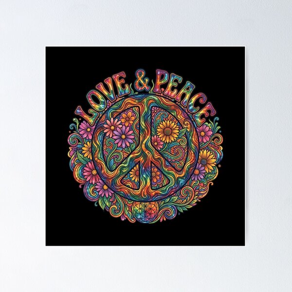 Item preview, Psychedelic Tie Dye Floral Peace Sign Design designed and sold by KelliesGrafix.