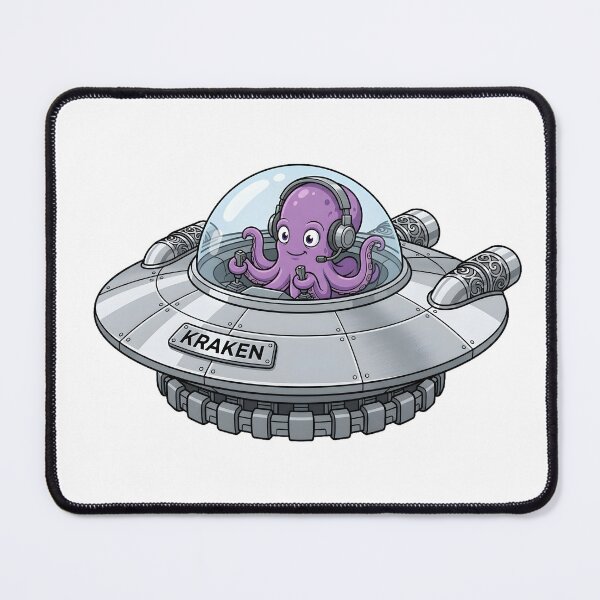 Item preview, Kraken UFO Octopus Pilot Retro Spaceship Sticker designed and sold by octozap.