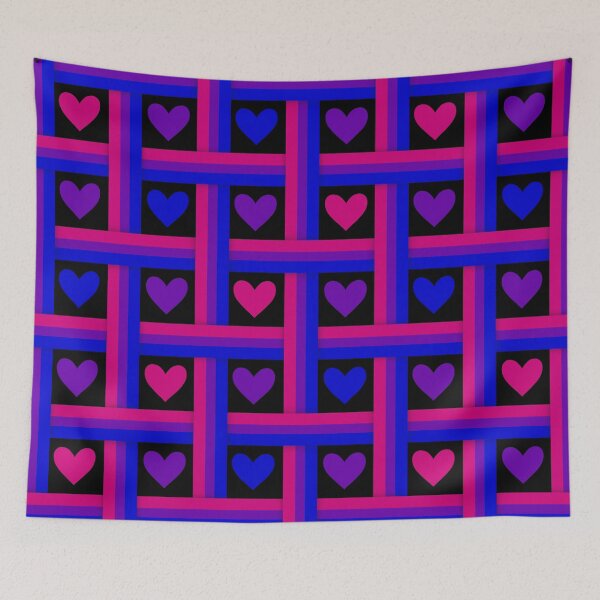 Item preview, Bi Pride Flags and Hearts Black Background designed and sold by Don-A-Hue.