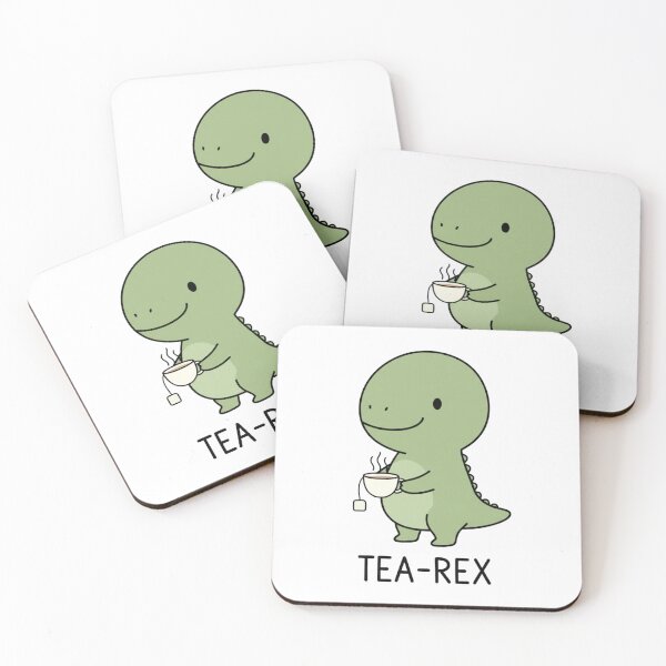 Item preview, Tea-Rex Cute Dinosaur Pun Art - Kawaii T-Rex Drinking Tea - Funny Dino Illustration designed and sold by JLMWorks.