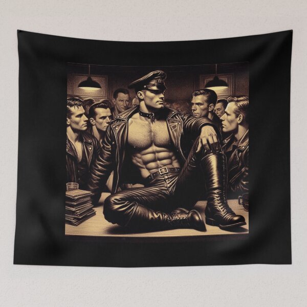 Item preview, Gay Leather Bar Daddy Hat Tom of Finland Leather Man Tribute Gay Art designed and sold by ItsAKinkThing.
