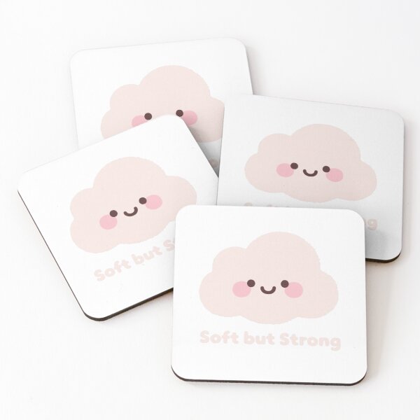 Item preview, Cute Cloud Soft But Strong Art - Kawaii Pink Cloud - Inspirational Mental Health Decor designed and sold by JLMWorks.