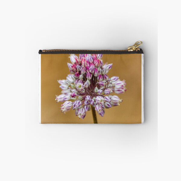 Item preview, Close-Up Pink Allium Flower Cluster With White Striped Buds On Soft Beige Background designed and sold by Nmallia.