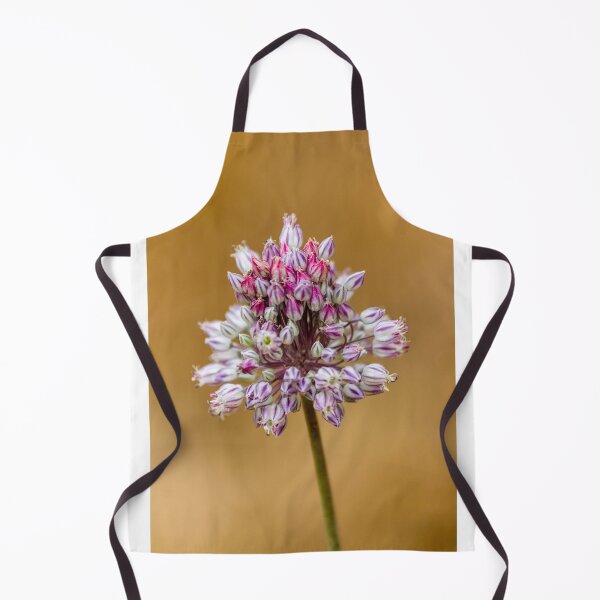 Item preview, Close-Up Pink Allium Flower Cluster With White Striped Buds On Soft Beige Background designed and sold by Nmallia.
