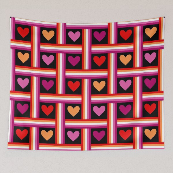 Item preview, Lesbian Pride Flags and Hearts Black Background designed and sold by Don-A-Hue.