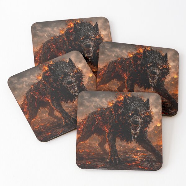Item preview, Infernal Fire Wolf – Dark Fantasy Beast, Burning Hell Creature designed and sold by thor81pl.