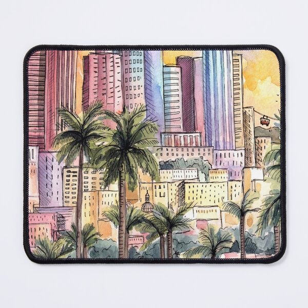 Item preview, Los Angeles Skyline Art Watercolor California Sunset designed and sold by posteriocrew.