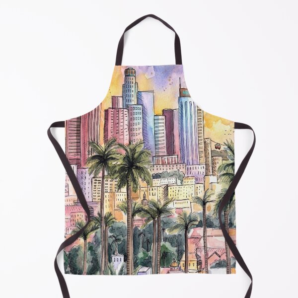 Item preview, Los Angeles Skyline Art Watercolor California Sunset designed and sold by posteriocrew.