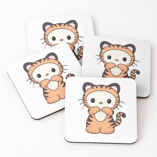 Item preview, Adorable Kawaii Kitty in Tiger Costume Sticker designed and sold by  Artify Lab.