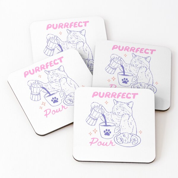 Item preview, Purrfect Pour Cute Pink Purple Barista Cat designed and sold by krystalRomanart.