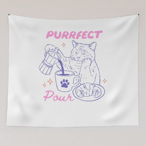 Item preview, Purrfect Pour Cute Pink Purple Barista Cat designed and sold by krystalRomanart.