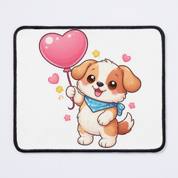 Item preview, Cute Puppy with Pink Heart Balloon Sticker designed and sold by  Artify Lab.
