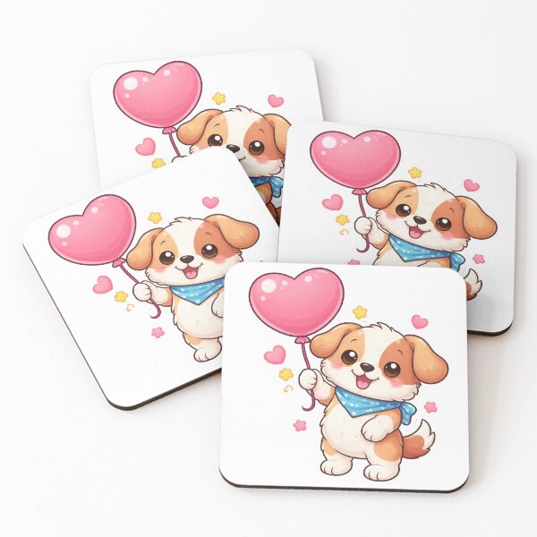 Item preview, Cute Puppy with Pink Heart Balloon Sticker designed and sold by  Artify Lab.