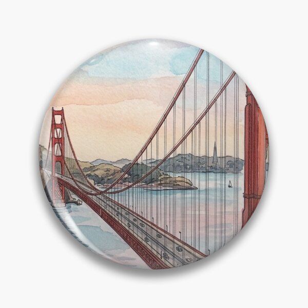 Item preview, Golden Gate and Bay Watercolor Skyline designed and sold by posteriocrew.