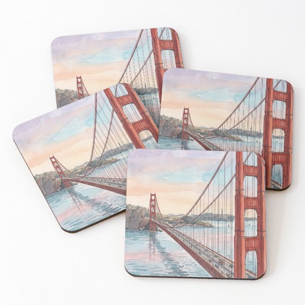 Item preview, Golden Gate and Bay Watercolor Skyline designed and sold by posteriocrew.