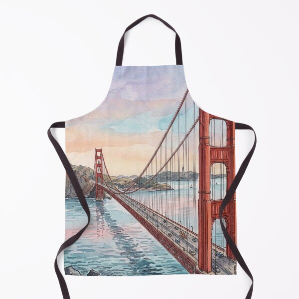 Item preview, Golden Gate and Bay Watercolor Skyline designed and sold by posteriocrew.