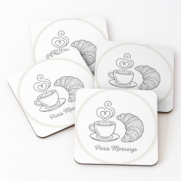 Item preview, Paris Mornings Coffee and Croissant Art - French Cafe Badge Design designed and sold by MT-Hub | Cute Aesthetic Art, Stickers & Phone Cases.