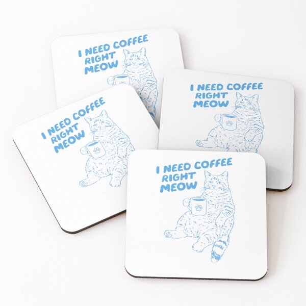 Item preview, I Need Coffee Right Meow Cute Blue Chubby Cat Humor designed and sold by krystalRomanart.