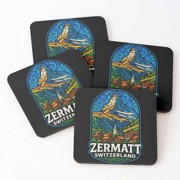 Item preview, Zermatt City Switzerland Stained Glass Art Travel designed and sold by TomFrontierArt.