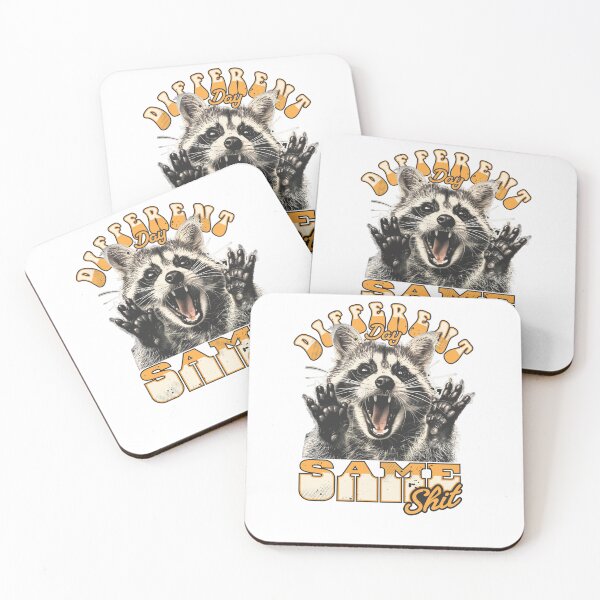 Item preview, Different Day Same Sh_t Screaming Raccoon Retro Vintage designed and sold by krystalRomanart.