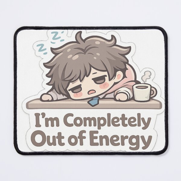 Item preview, I’m Completely Out of Energy Cute Kawaii Sticker, Exhausted Office Worker Meme, Burnout Introvert Humor, Tired Chibi Character designed and sold by VibrantArtful7.