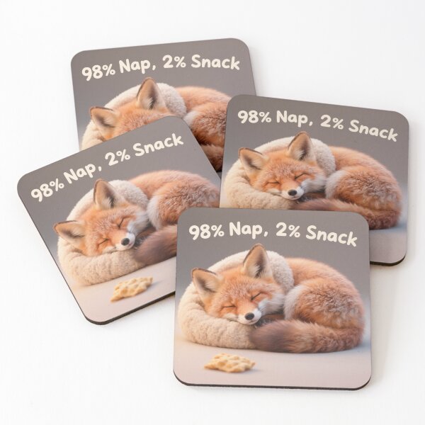 Item preview, 98% Nap 2% Snack Funny Fox - Cozy Sleeping Red Fox Art - Relatable Lazy Pet Humor designed and sold by JLMWorks.