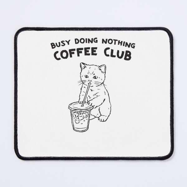 Item preview, Busy Doing Nothing Coffee Club Minimalist Iced Latte Cat designed and sold by krystalRomanart.