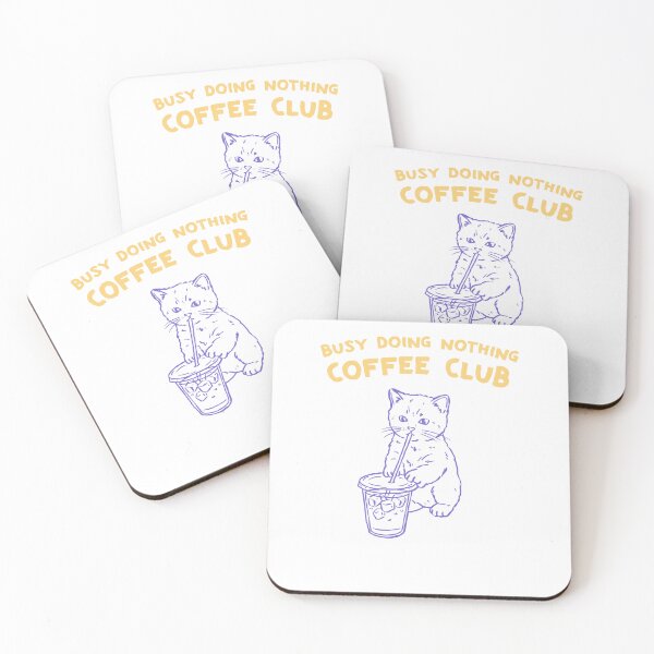 Item preview, Busy Doing Nothing Coffee Club Minimalist Iced Latte Cat designed and sold by krystalRomanart.