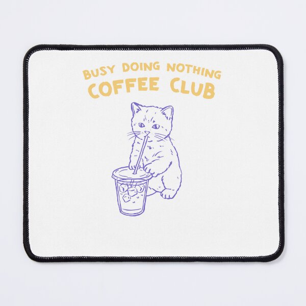 Item preview, Busy Doing Nothing Coffee Club Minimalist Iced Latte Cat designed and sold by krystalRomanart.