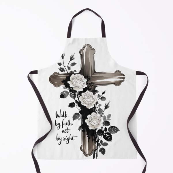 Item preview, Silver Gray Cross with Pink Roses Ink Wash Art designed and sold by Bloomkept.