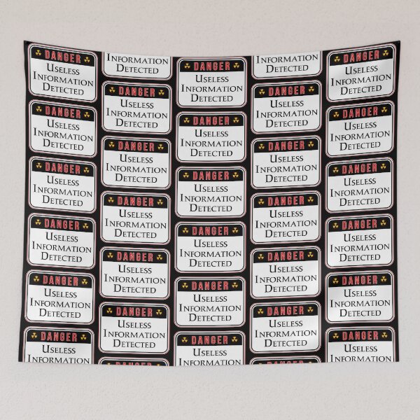 Item preview, DANGER:  Useless Information Detected - funny warning signs designed and sold by DesignsFromTW-S.