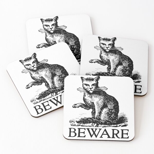 Item preview, Medieval Beware of cat designed and sold by foxtailvintage.