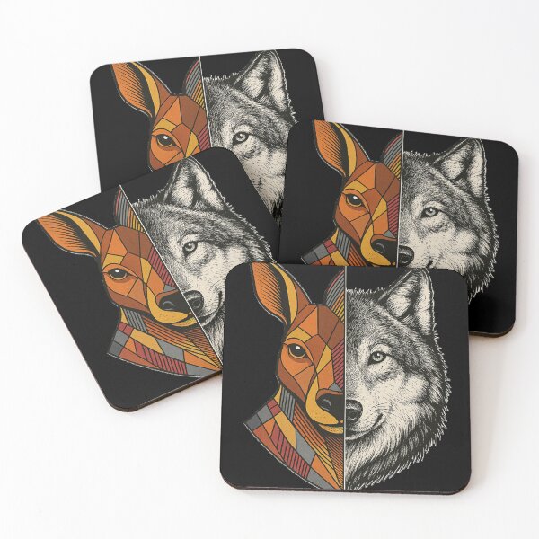 Item preview, Kangaroo and Wolf Split Design – Geometric Kangaroo & Realistic Wolf Animal Art T-Shirt designed and sold by Negisandeep studio.