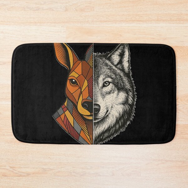 Item preview, Kangaroo and Wolf Split Design – Geometric Kangaroo & Realistic Wolf Animal Art T-Shirt designed and sold by Negisandeep studio.