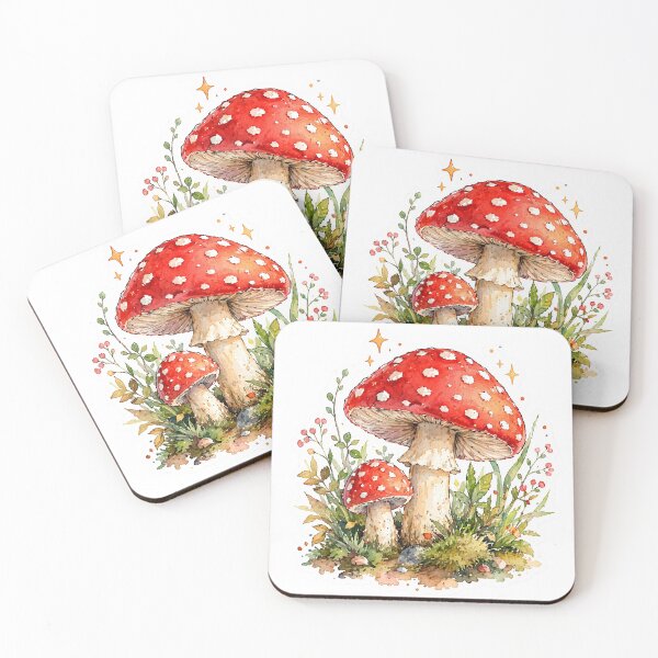 Item preview, Whimsical Red Toadstool Mushrooms in Forest Sticker designed and sold by  Artify Lab.