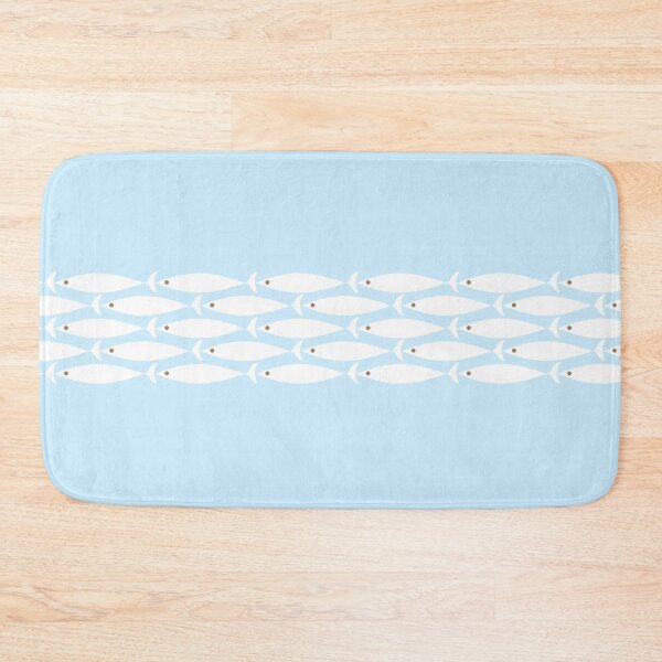 Item preview, Minimalist Mid Century Modern Fish in Cool Light Blue White Brown designed and sold by kierkegaard.