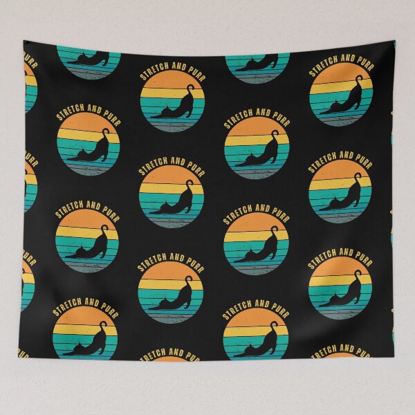 Item preview, Yoga big cat stretching retro sunset designed and sold by tdimillo.