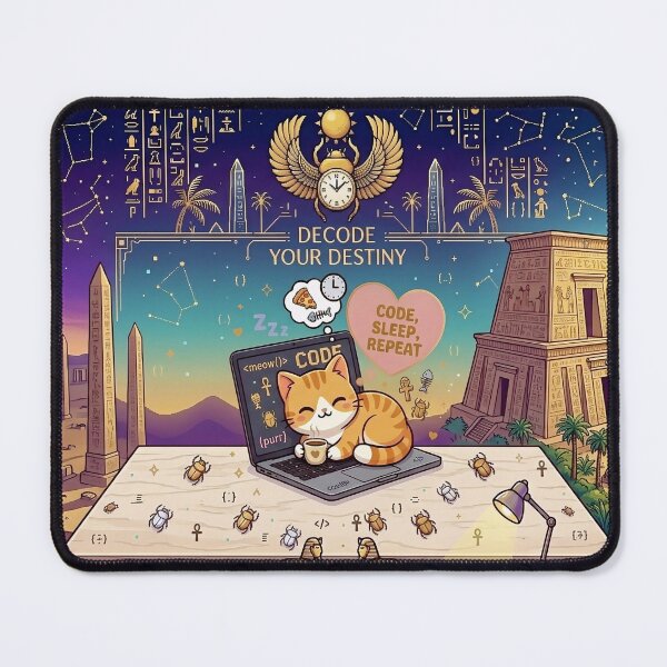 Item preview, Kawaii Egyptian Coding Cat: Code Sleep Repeat designed and sold by AzmyStore.as .