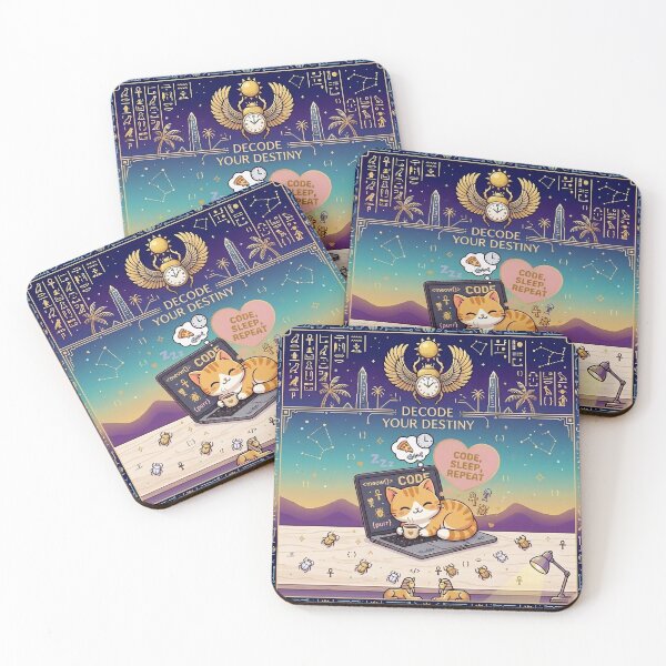 Item preview, Kawaii Egyptian Coding Cat: Code Sleep Repeat designed and sold by Oddly Blessed.