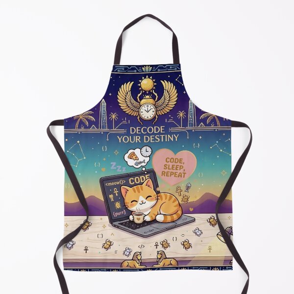 Item preview, Kawaii Egyptian Coding Cat: Code Sleep Repeat designed and sold by AzmyStore.as .