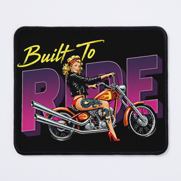Item preview, Retro Pinup Biker Girl Built To Ride Chopper Graphic designed and sold by graphixpolash.