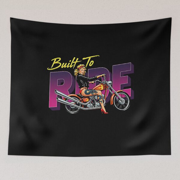Item preview, Retro Pinup Biker Girl Built To Ride Chopper Graphic designed and sold by graphixpolash.
