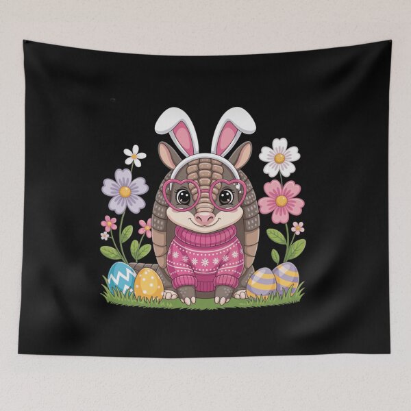 Item preview, Kawaii Easter Animal Armadillo Wearing Glasses and Sweater Art designed and sold by anamul43.