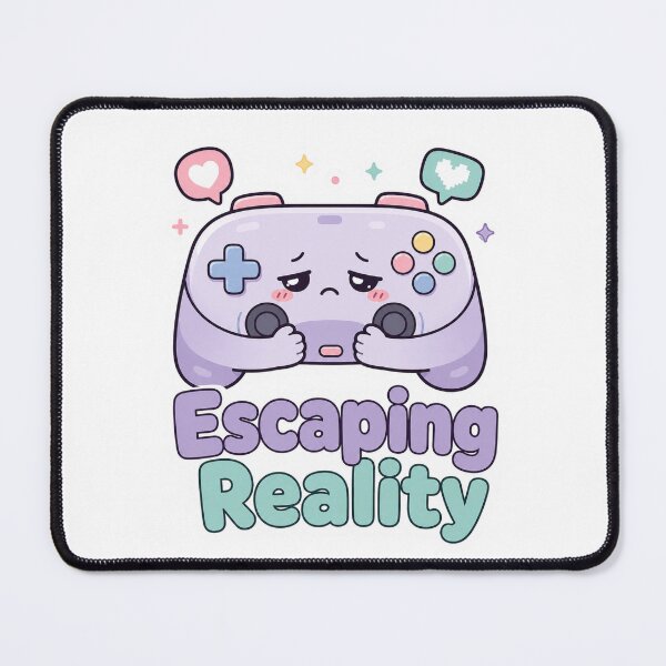 Item preview, Cute Kawaii Gamer Sticker – “Escaping Reality” – Pastel Aesthetic Controller, Introvert Mood, Mental Health Humor designed and sold by VibrantArtful7.