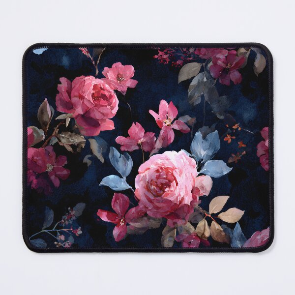Item preview, Watercolor Romantic Pink Roses Midnight Vintage Flowers Pattern designed and sold by GrinGalore.