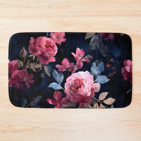 Item preview, Watercolor Romantic Pink Roses Midnight Vintage Flowers Pattern designed and sold by GrinGalore.