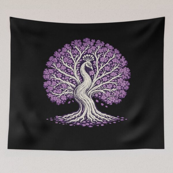 Item preview, Jacaranda Peacock Tree – Vintage Distressed Nature Design, Purple Botanical Bird, Tree of Life Style Graphic designed and sold by JonelCrafts.